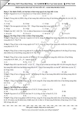 Phân dạng bài tập về nguyên tử - Giải nhanh bài toán - Ngô Xuân Quỳnh